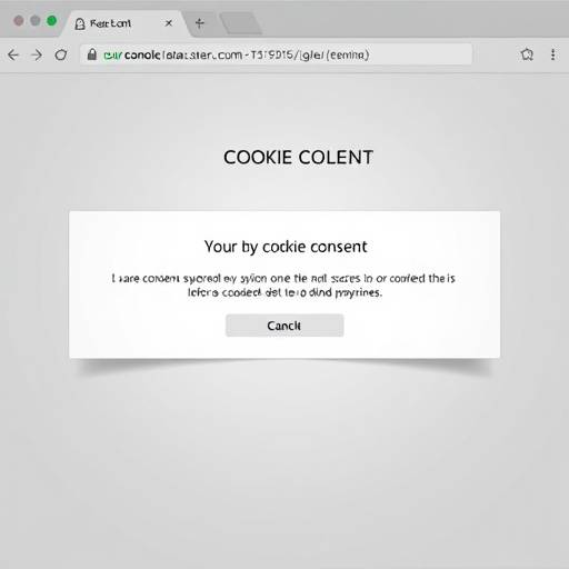Imagem ilustrativa de um aviso de consentimento de cookies num website, demonstrando transparência e conformidade com a privacidade dos dados.